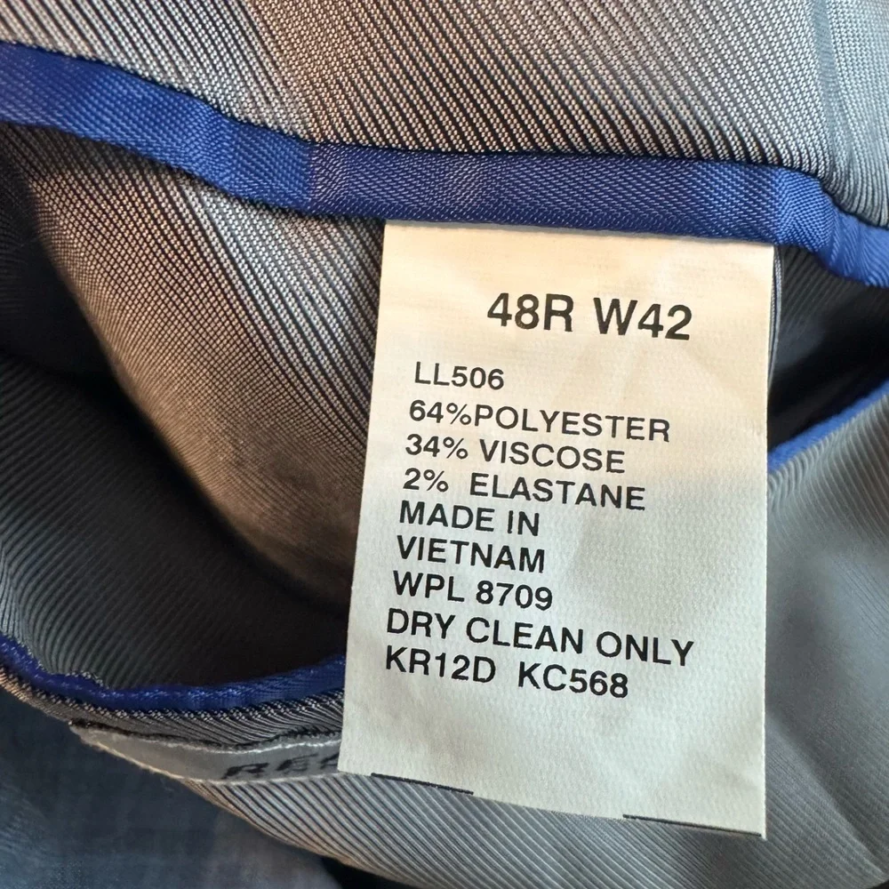 Kenneth Cole Reaction Blazer Blue Gray New with Tags Men’s 48R Plaid Suit Jacket